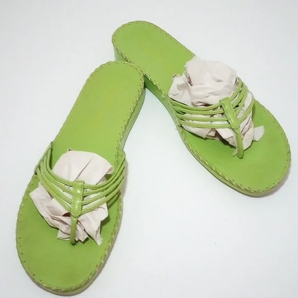Gianni Bini Lime Green leather strap sandals. Stitched design. Size 8 - Picture 1 of 9